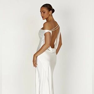 Meshki White Draped Backless Dress